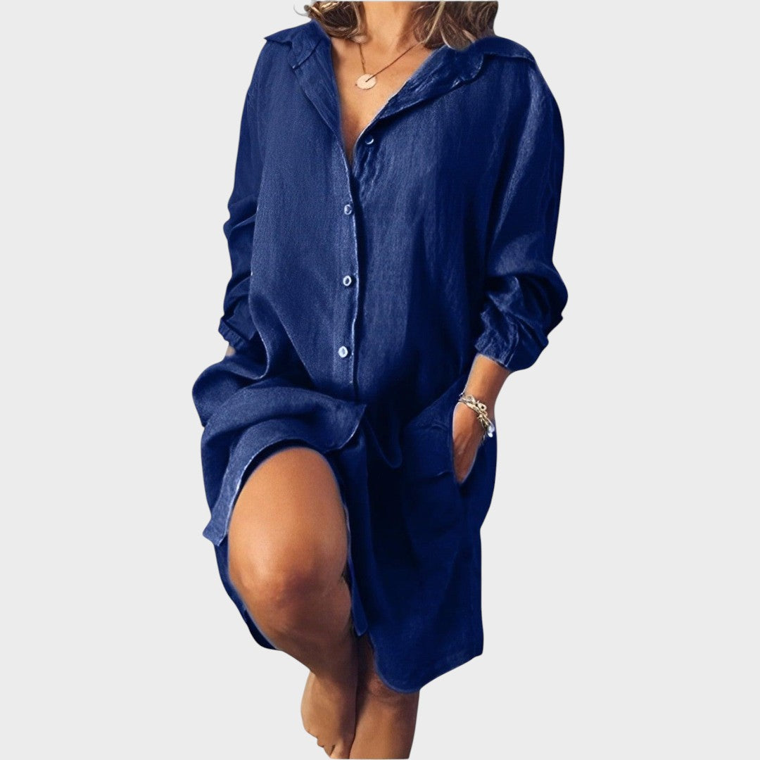 Ramona | Blusa de Lino con Cuello Clásico
