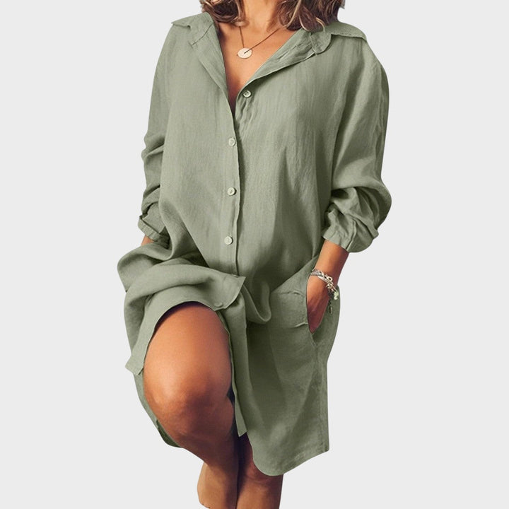 Ramona | Blusa de Lino con Cuello Clásico