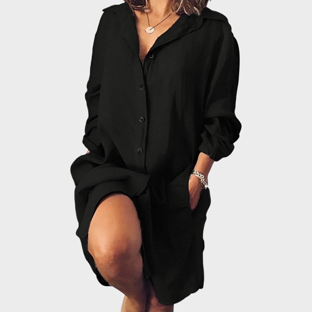 Ramona | Blusa de Lino con Cuello Clásico