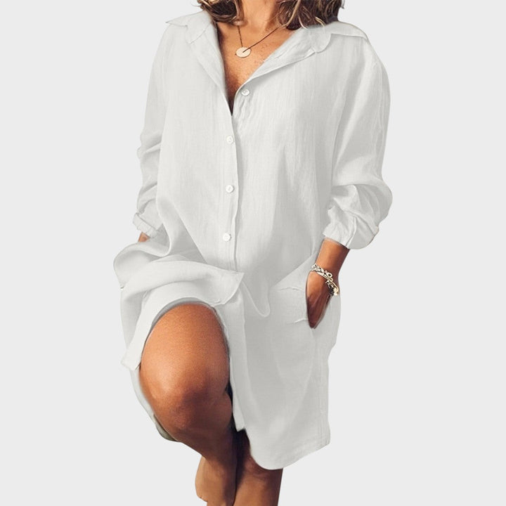 Ramona | Blusa de Lino con Cuello Clásico