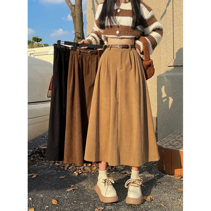 Estelle | Falda Midi de Pana Clásica