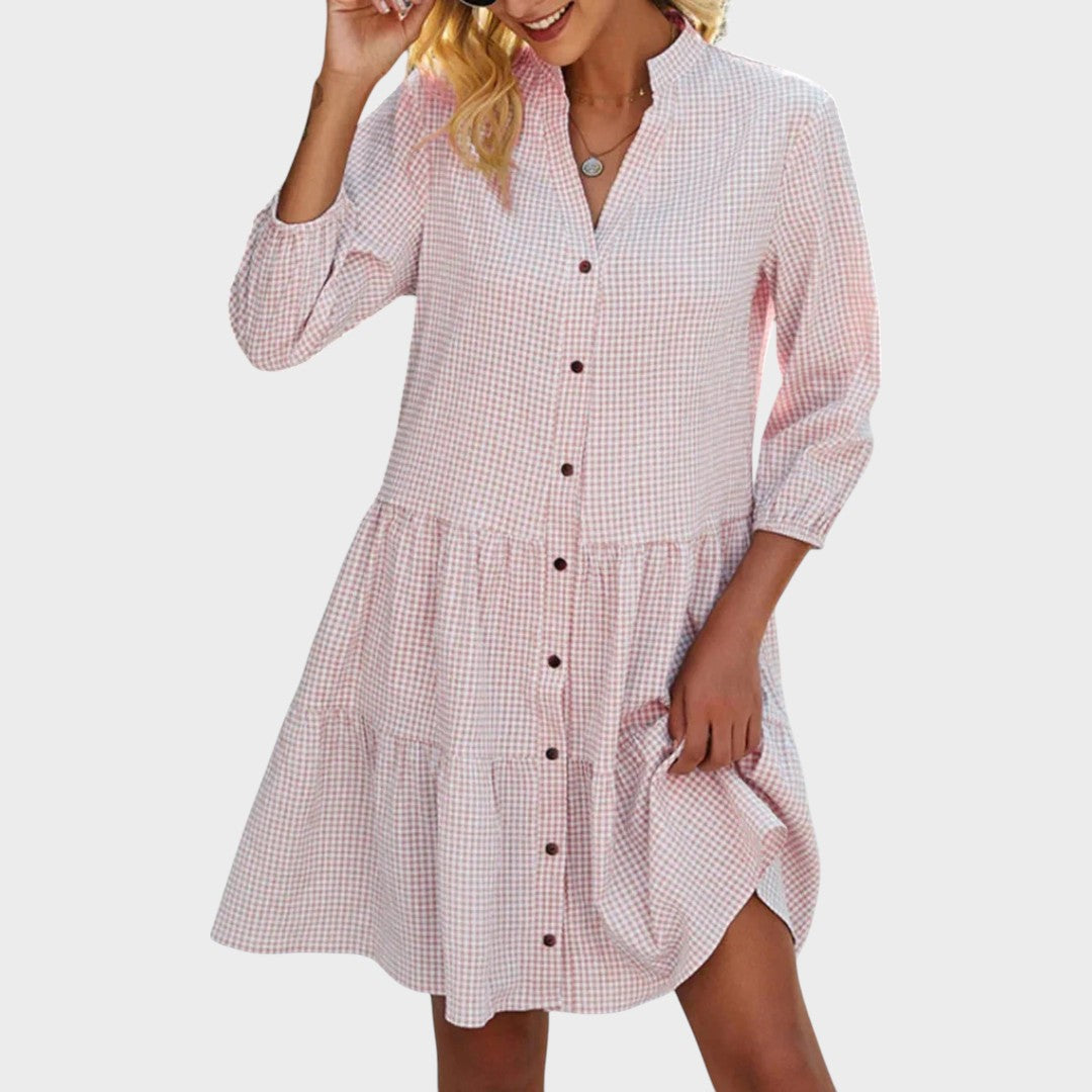 Eduarda | Vestido Midi Fluido a Cuadros Vichy