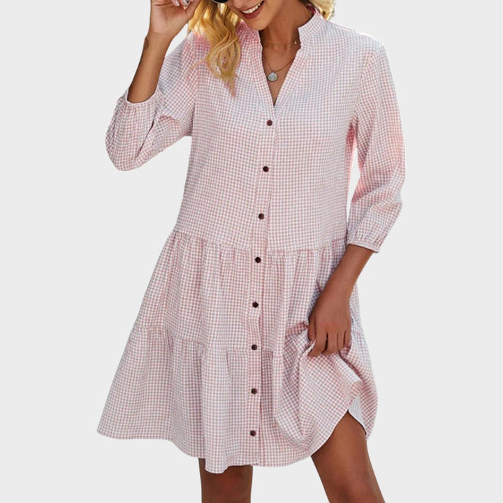 Eduarda | Vestido Midi Fluido a Cuadros Vichy