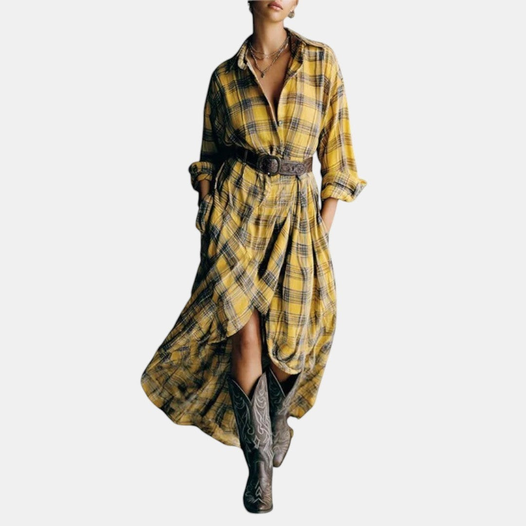 Nora | Vestido Midi Camisero Elegante con Cinturón