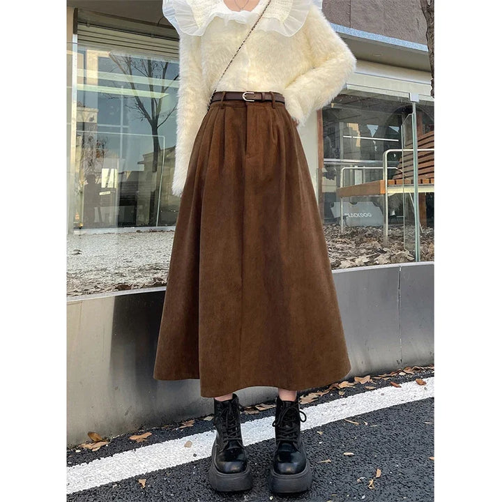 Estelle | Falda Midi de Pana Clásica