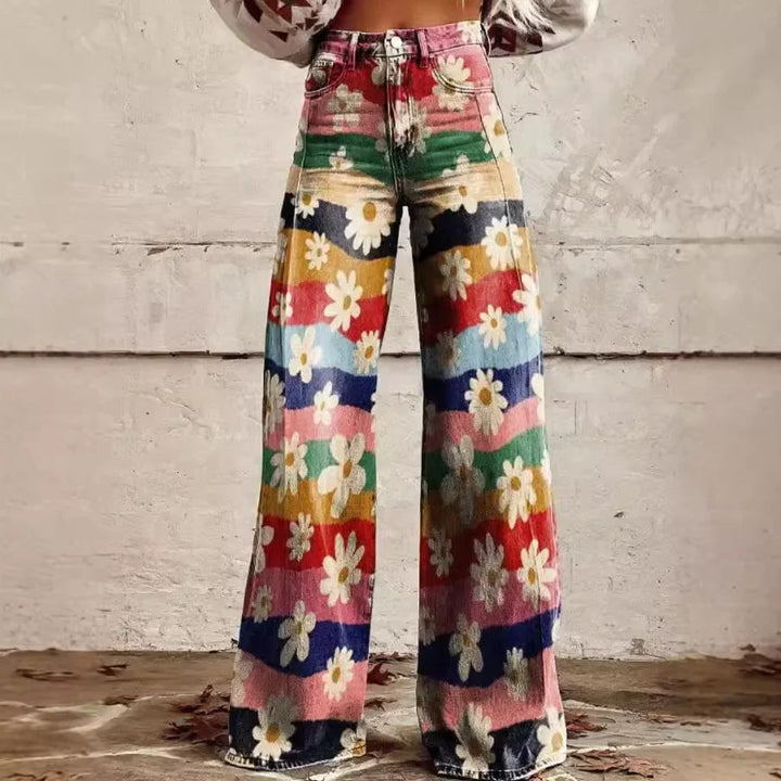 Monika | Pantalones Florales Boho Relaxados