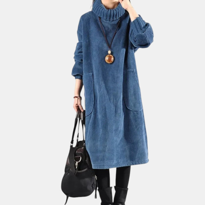 Amelia | Vestido Midi de Cuello Alto para el Invierno