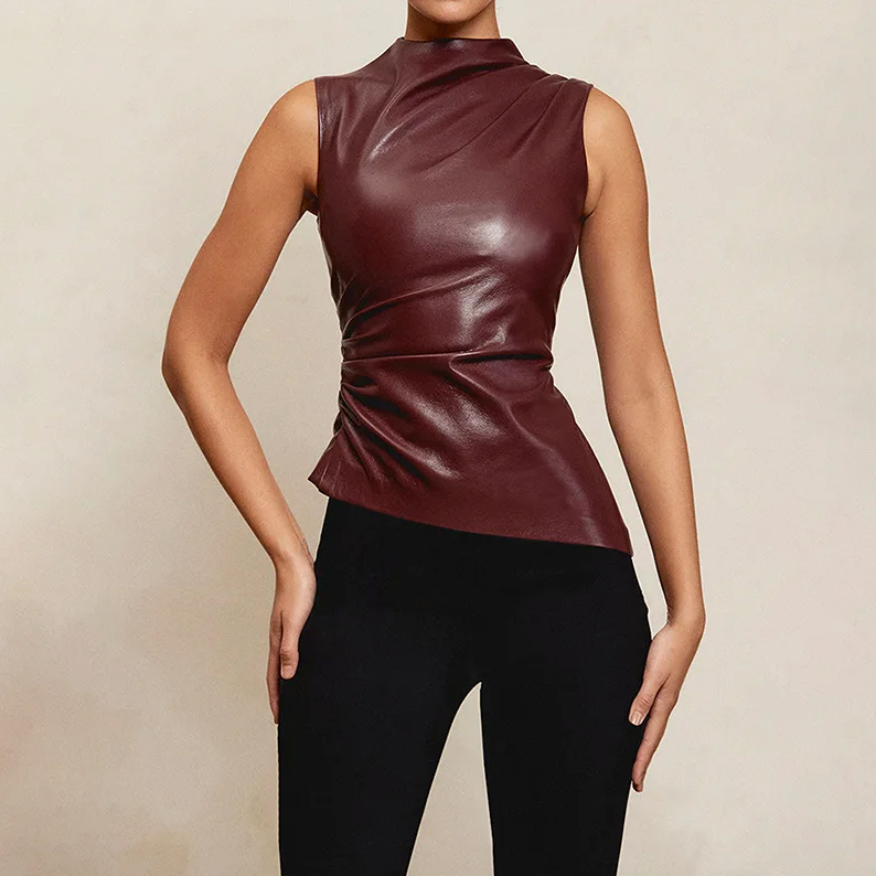 Seran | Top de Cuero Sintético Elegante para Mujeres