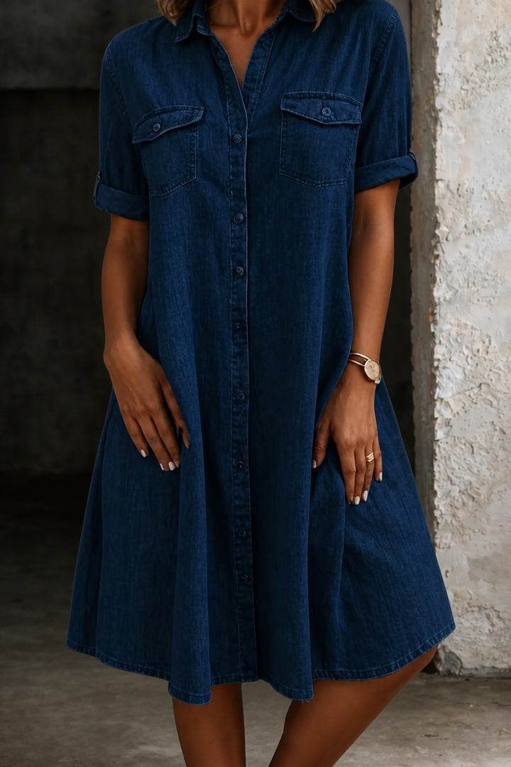 Patricia | Vestido Midi de Estilo Casual en Denim