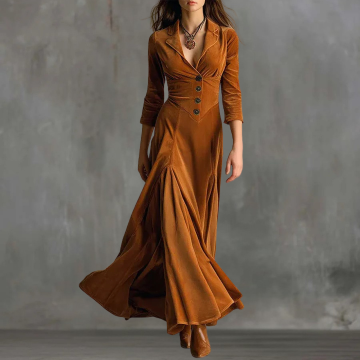Antonia | Vestido Maxi Elegante Fluido con Botones