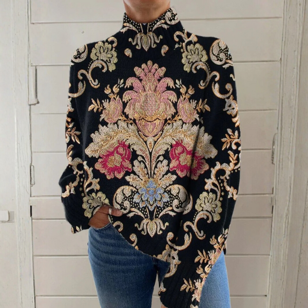 Harpa | Suéter Cuello Alto Floral Vintage