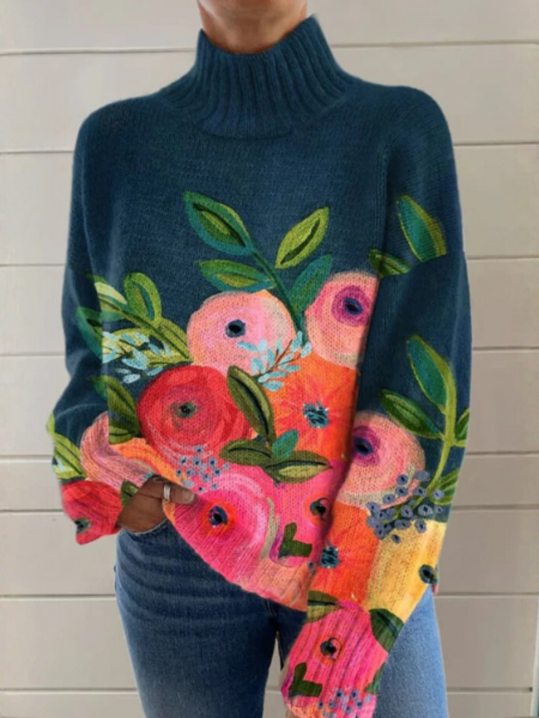 Coralie | Suéter de Cuello Alto para Jardín