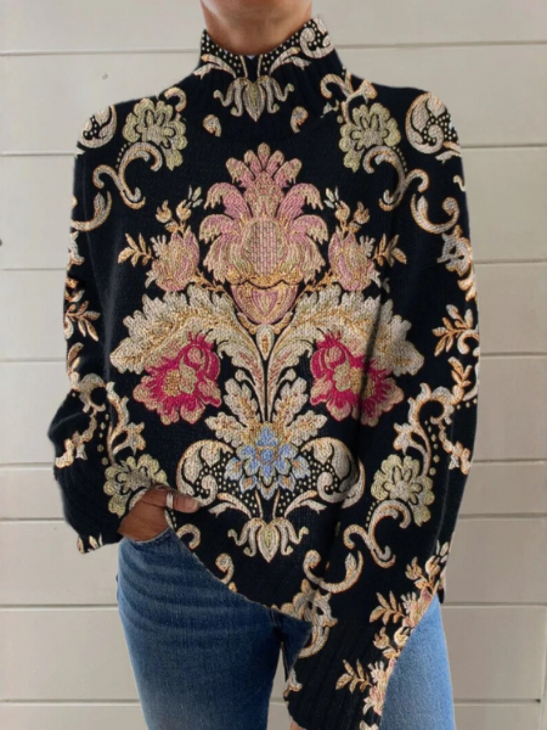 Aurora | Suéter de Cuello Alto Floral