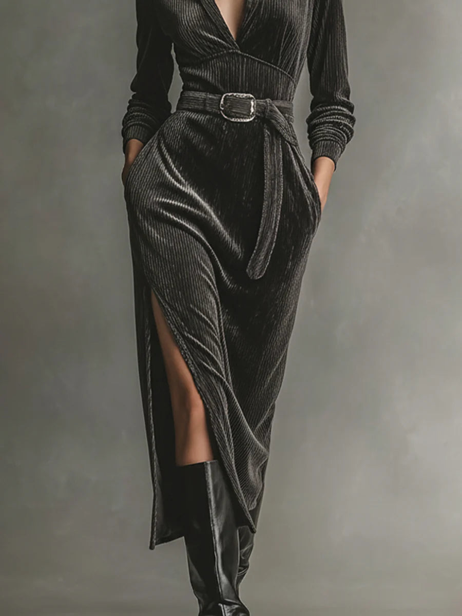 Dolores | Vestido Midi de Pana Elegante
