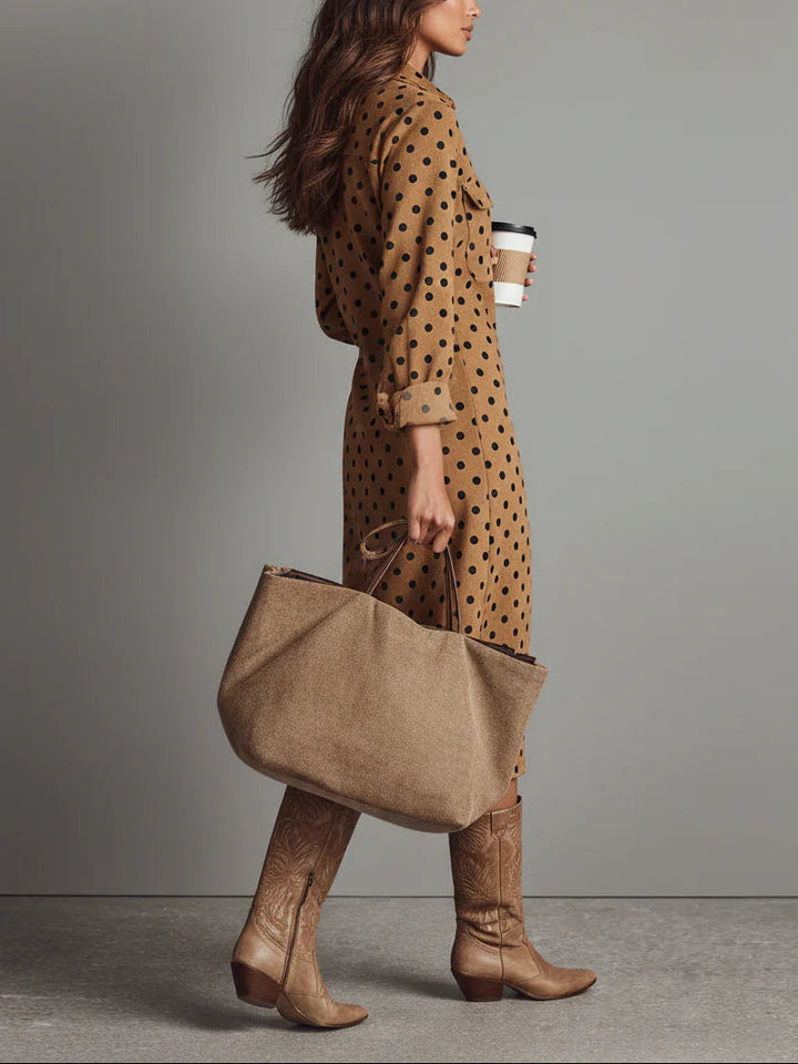 Leonor | Vestido Midi Camisero de Ante