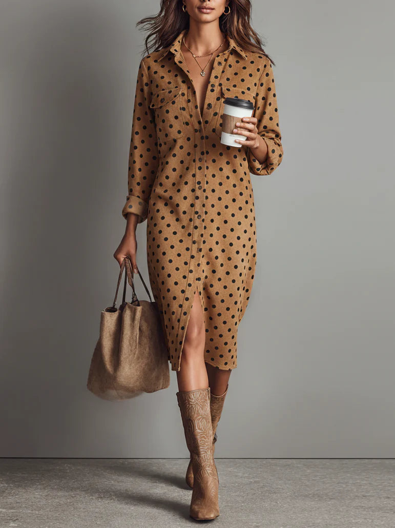Leonor | Vestido Midi Camisero de Ante