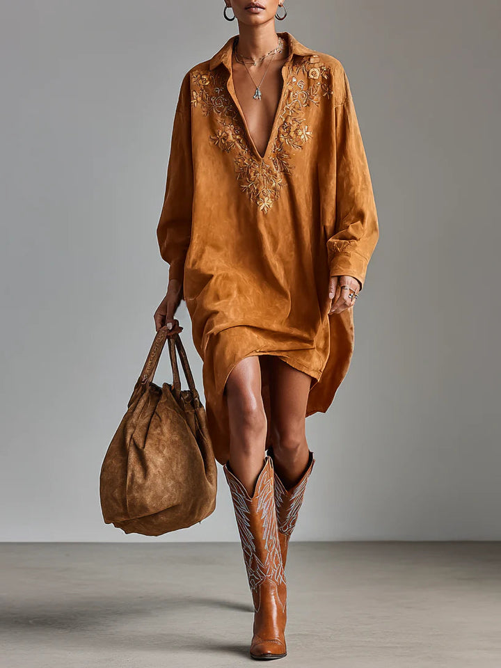 Ofelia | Vestido Midi Estampado con Escote en V