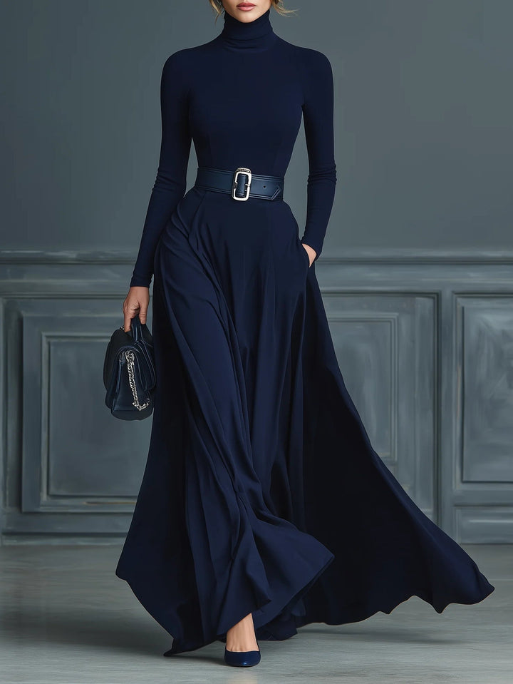 Iliana | Vestido Midi de Punto Azul Oscuro