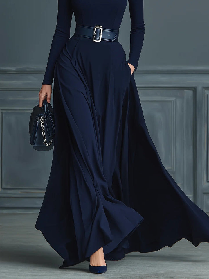 Iliana | Vestido Midi de Punto Azul Oscuro