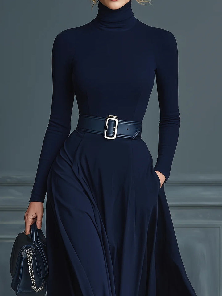Iliana | Vestido Midi de Punto Azul Oscuro