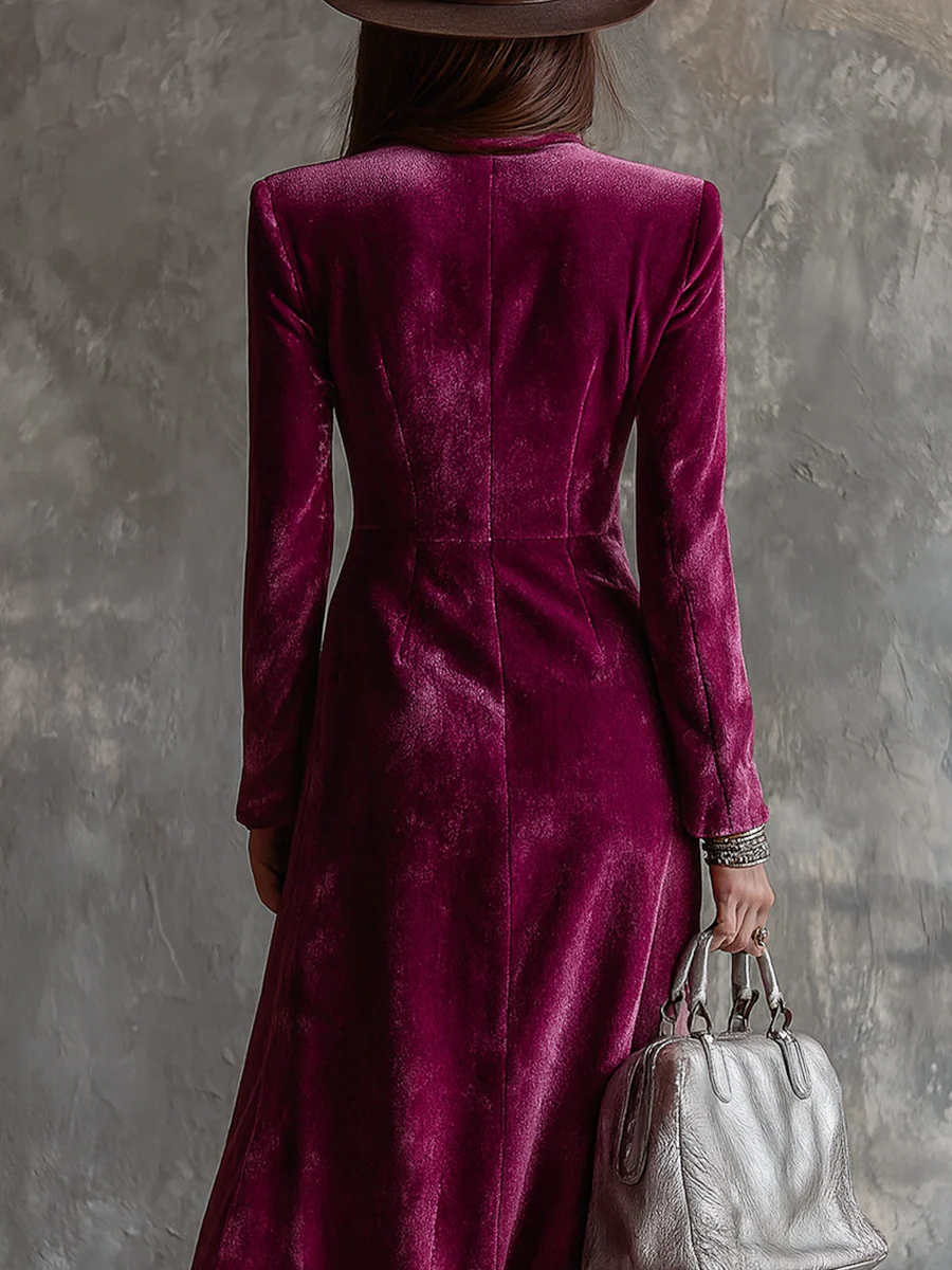 Flavia | Vestido Maxi Blazer Violeta con Botonera