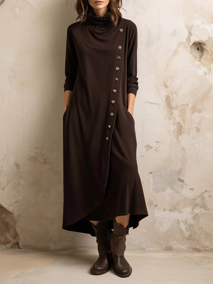 Haydée | Vestido Midi Bohemio Marrón Oscuro