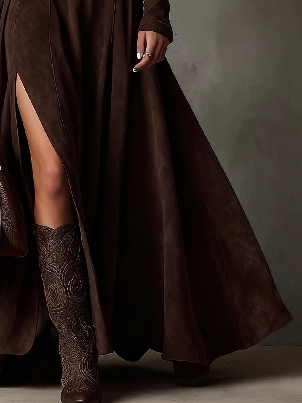 Malena | Vestido Maxi Marrón Oscuro
