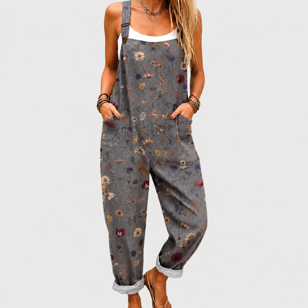 Ida | Pantalón de tirantes con flores secas