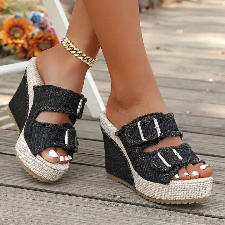 Atelier | Sandalias de cuña con borde deshilachado