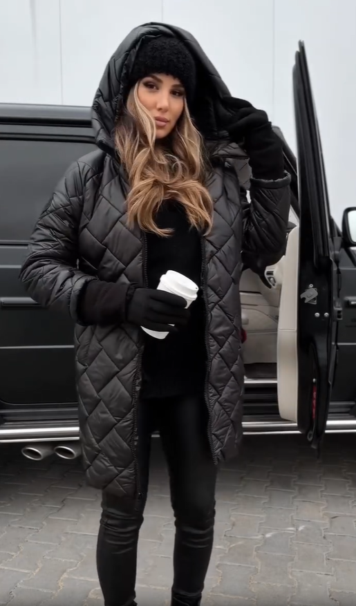 Bogna | Abrigo de invierno elegante acolchado con capucha