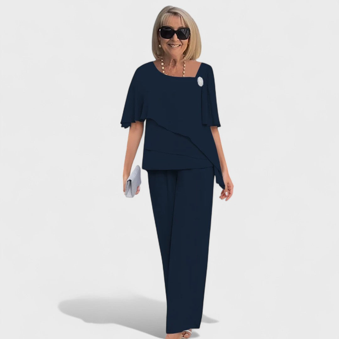 Wynonna | Conjunto Elegante de Dos Piezas – Top en Capas y Pantalones de Pierna Ancha