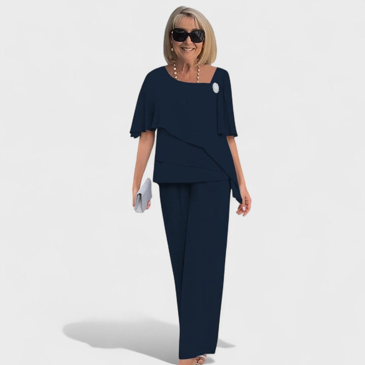 Wynonna | Conjunto Elegante de Dos Piezas – Top en Capas y Pantalones de Pierna Ancha
