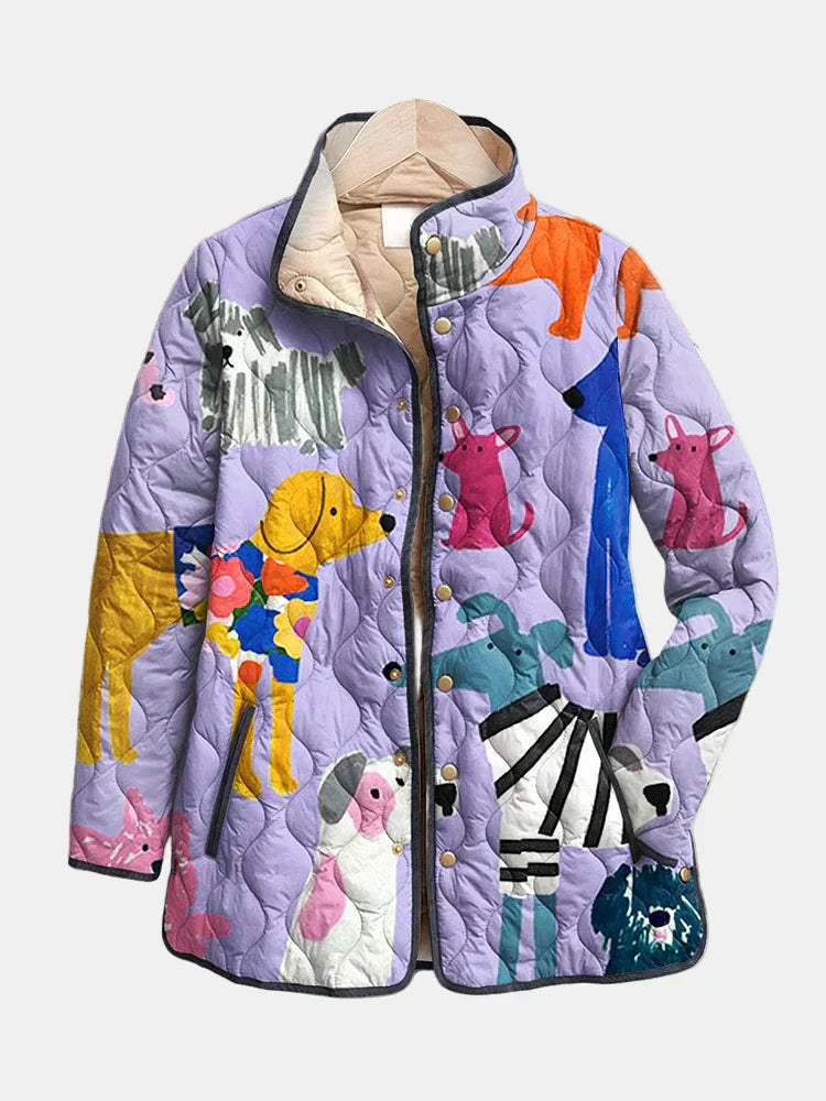 Rhea | Chaqueta Acolchada Casual con Estampado de Perro