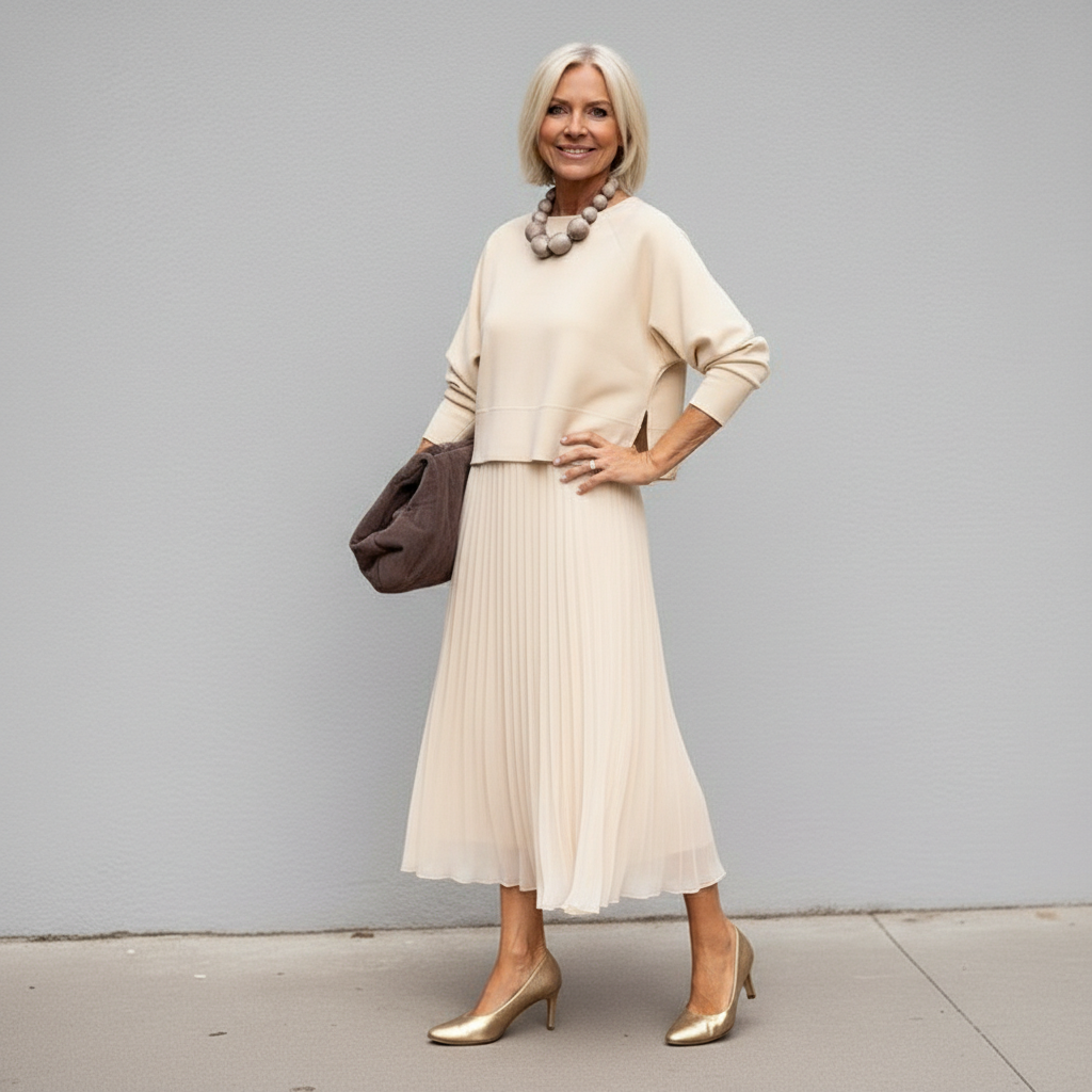 Emmie | Conjunto Elegante de Dos Piezas – Conjunto de Vestido de Punto en Capas Sin Esfuerzo