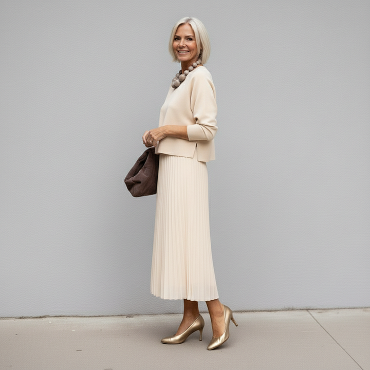 Emmie | Conjunto Elegante de Dos Piezas – Conjunto de Vestido de Punto en Capas Sin Esfuerzo