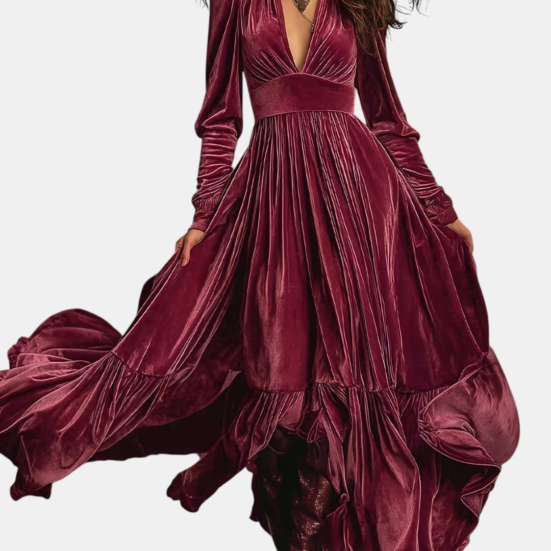Salomé | Vestido Maxi de Terciopelo Elegante