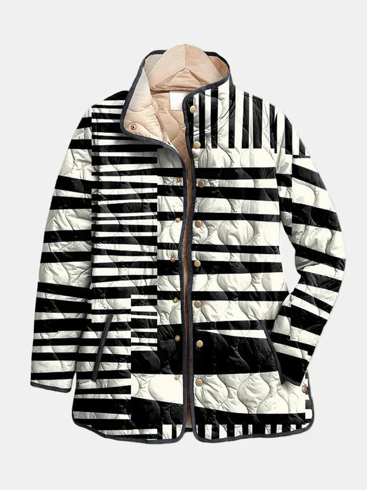 Miren | Chaqueta Acolchada Abstracta en Blanco y Negro