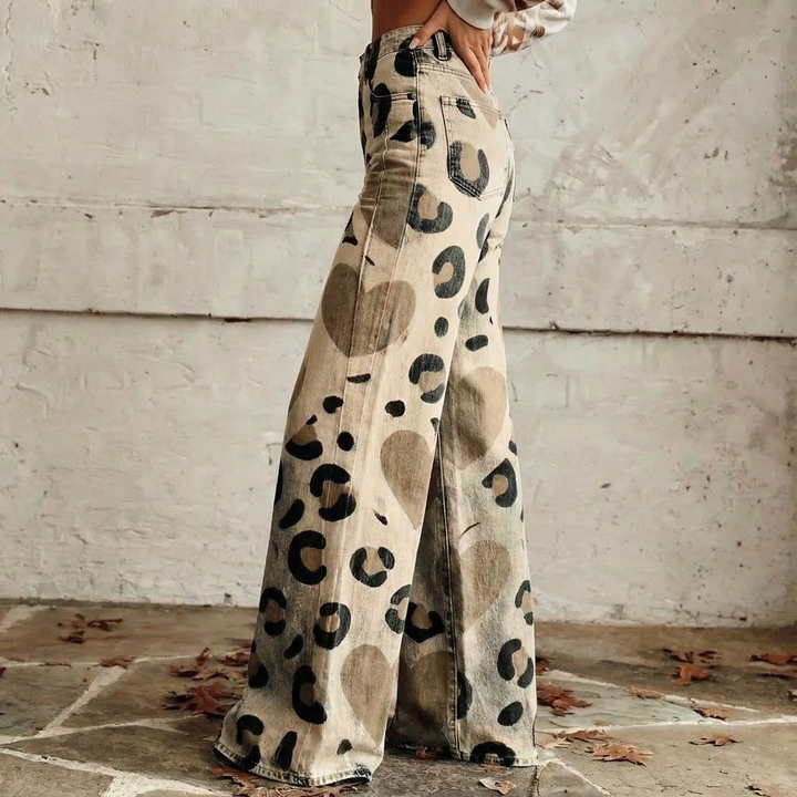 Lara | Pantalones con Estampado de Corazón Boho