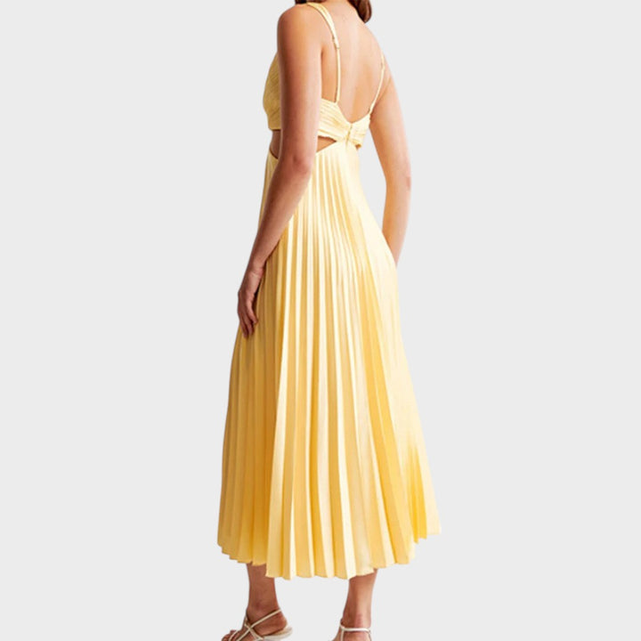 Noa | Vestido Largo Plisado con Escote en V