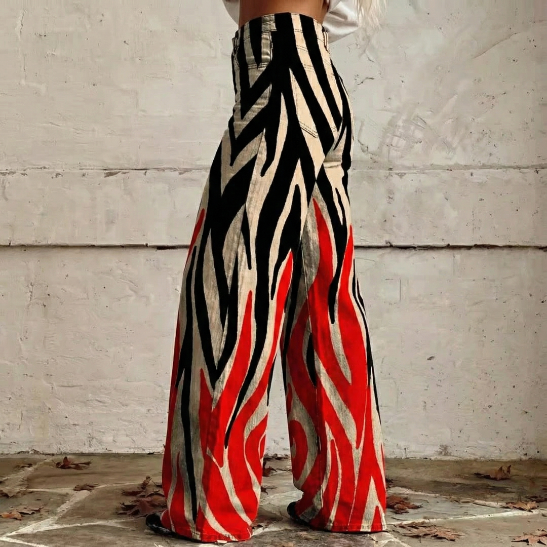 Fabiana | Pantalones de Cintura Alta con Patrón Boho