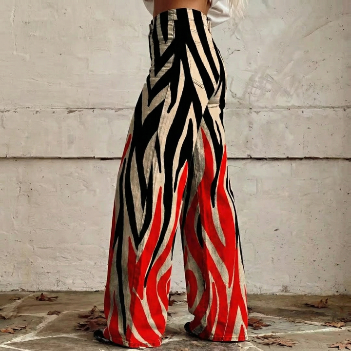 Fabiana | Pantalones de Cintura Alta con Patrón Boho