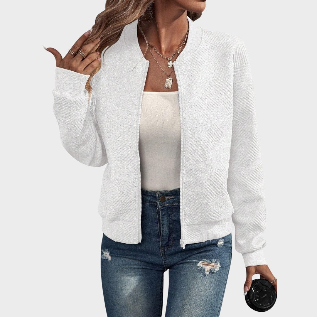Estela | Campera Bomber con Cierre y Patrón Geométrico
