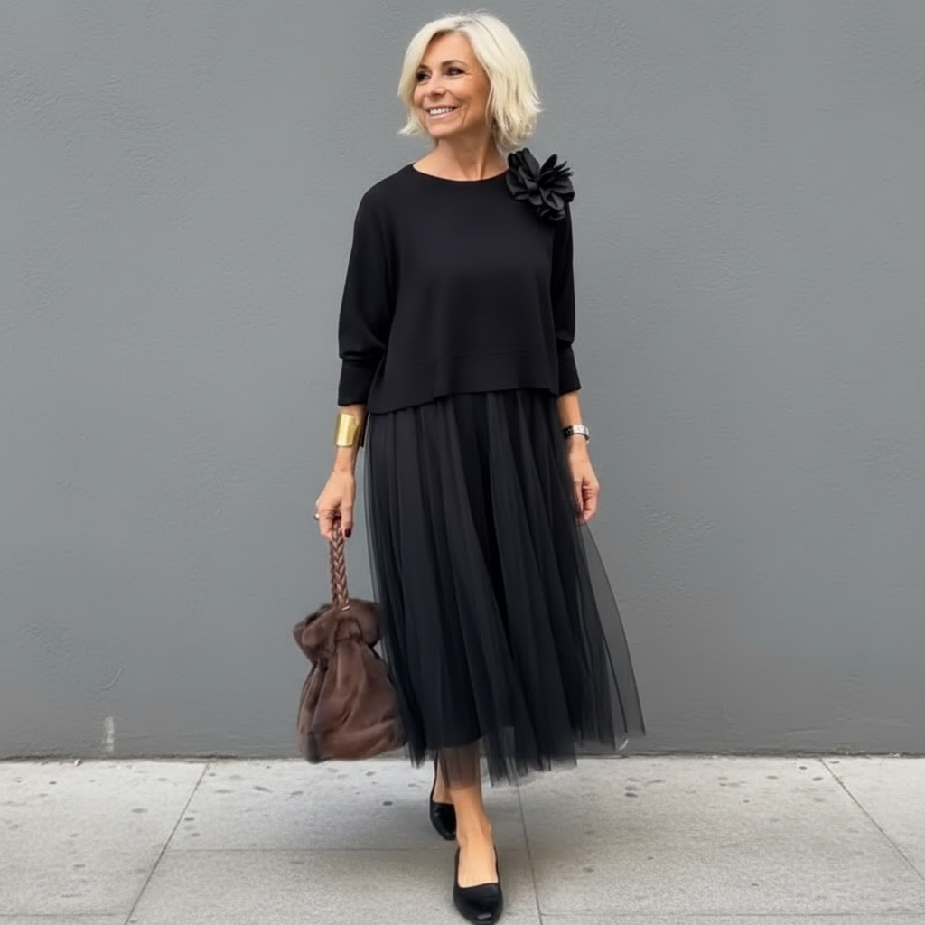 Emmie | Conjunto Elegante de Dos Piezas – Conjunto de Vestido de Punto en Capas Sin Esfuerzo