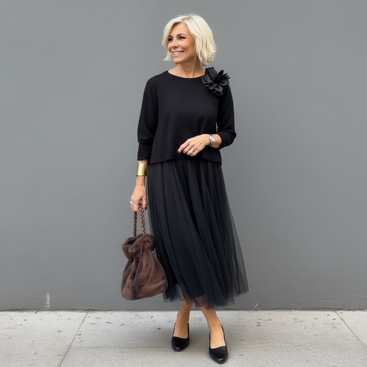 Emmie | Conjunto Elegante de Dos Piezas – Conjunto de Vestido de Punto en Capas Sin Esfuerzo