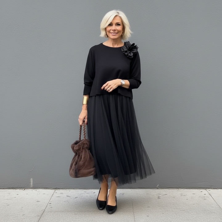 Emmie | Conjunto Elegante de Dos Piezas – Conjunto de Vestido de Punto en Capas Sin Esfuerzo
