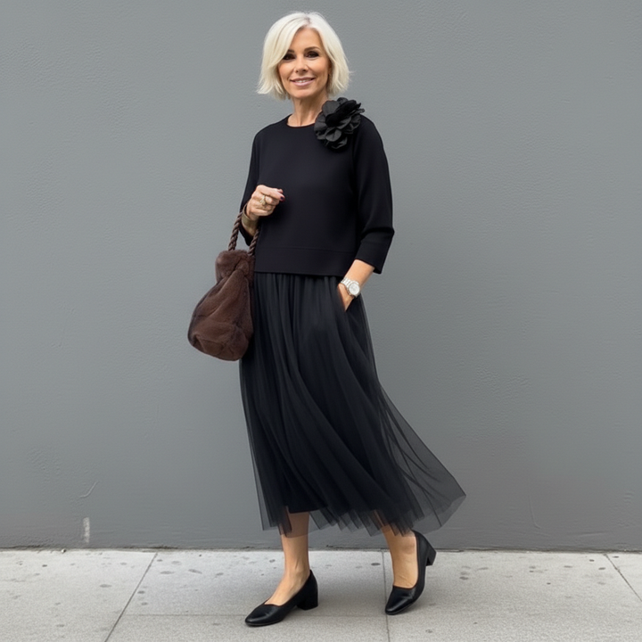 Emmie | Conjunto Elegante de Dos Piezas – Conjunto de Vestido de Punto en Capas Sin Esfuerzo