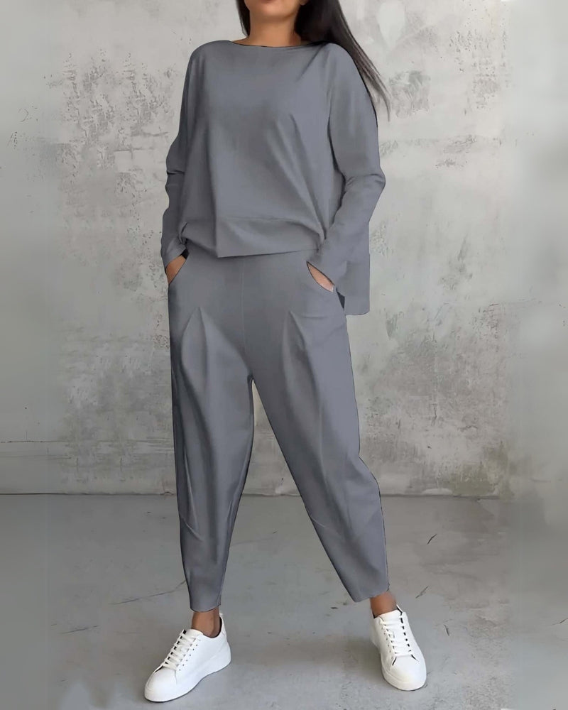 Jackquelin | Conjunto Elegante de Lounge – Top y Pantalones Chic a Juego