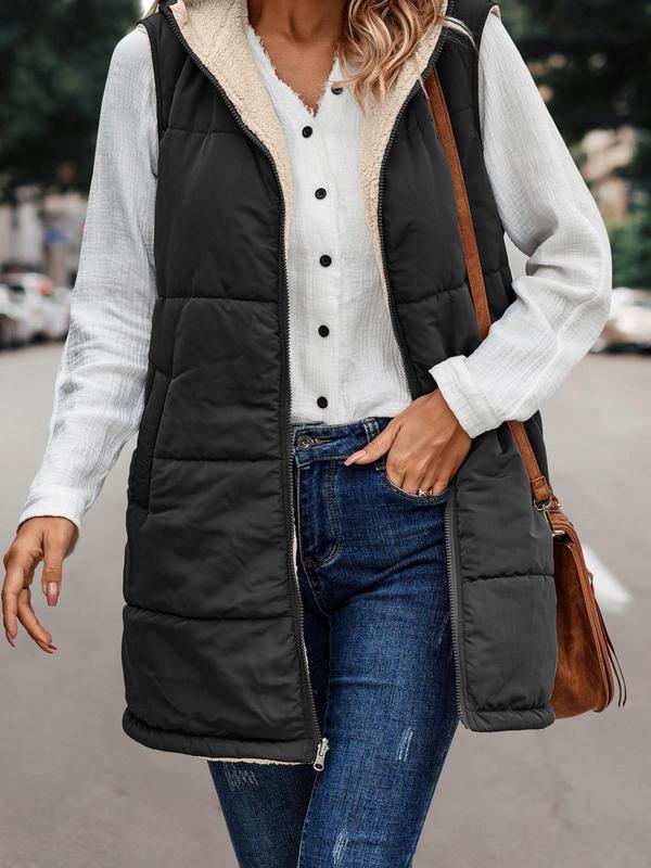 Lucy | Chaqueta Woven Sin Mangas Acogedora con Capucha para el Invierno