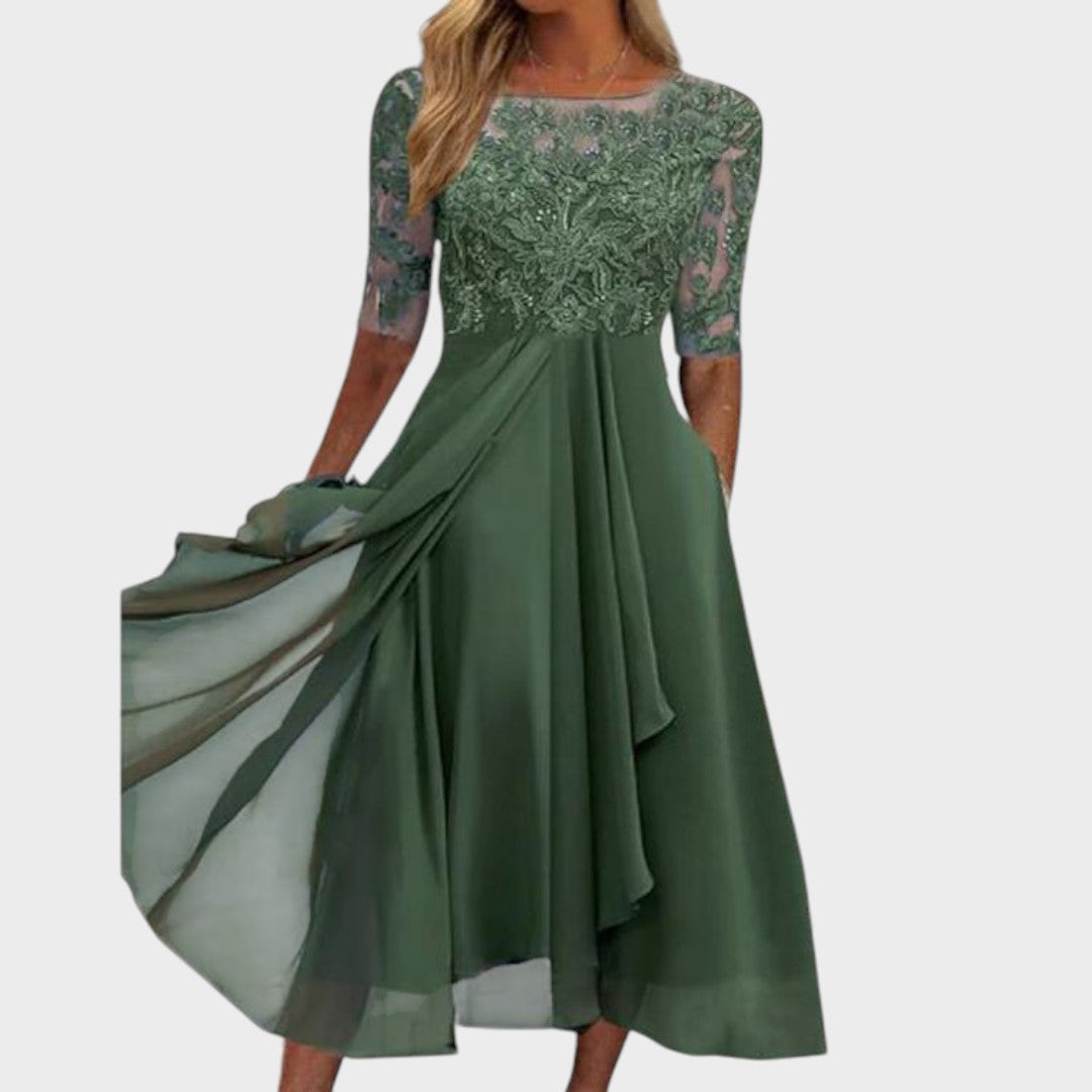 Berenice | Vestido Midi con Detalles de Encaje