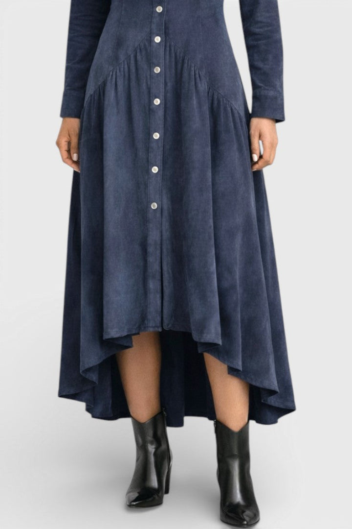 Regina | Vestido Midi Retro con Bolsillos y Dobladillo Asimétrico